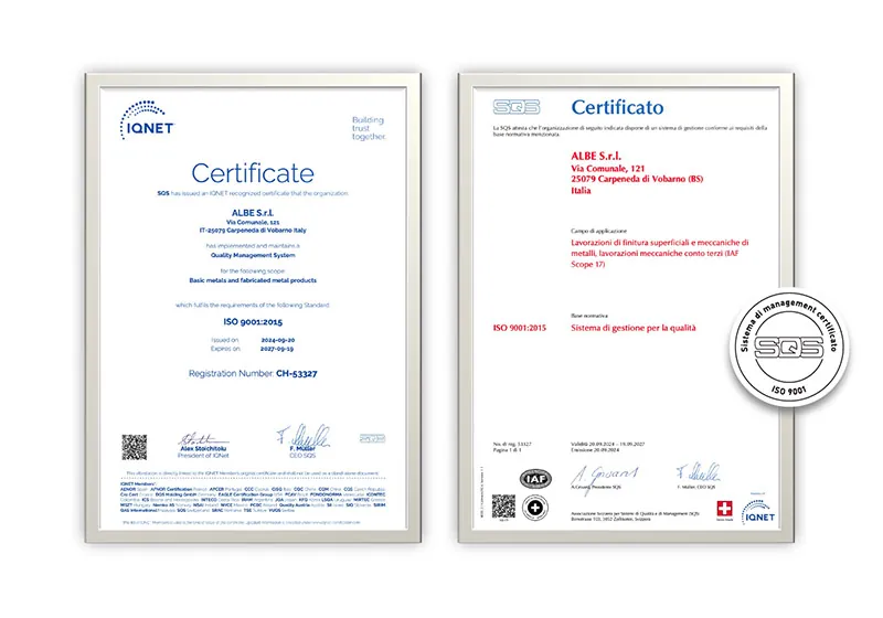 ALBE | Certificazioni
